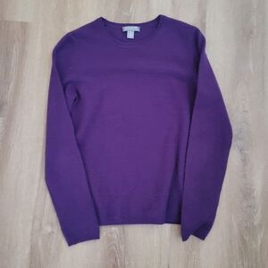 Charter Club Purple Crewneck Sweater with Ribbed Cuffs Small